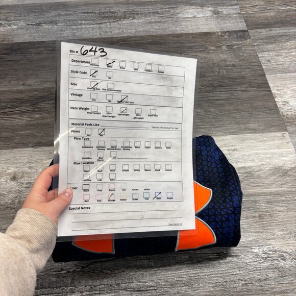 Under Armour Storm Blue Orange Mens S Loose Geometric Big Logo Pullover Hoodie - Picture 8 of 8